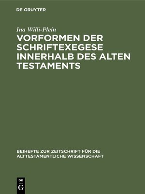 cover image of Vorformen der Schriftexegese innerhalb des Alten Testaments